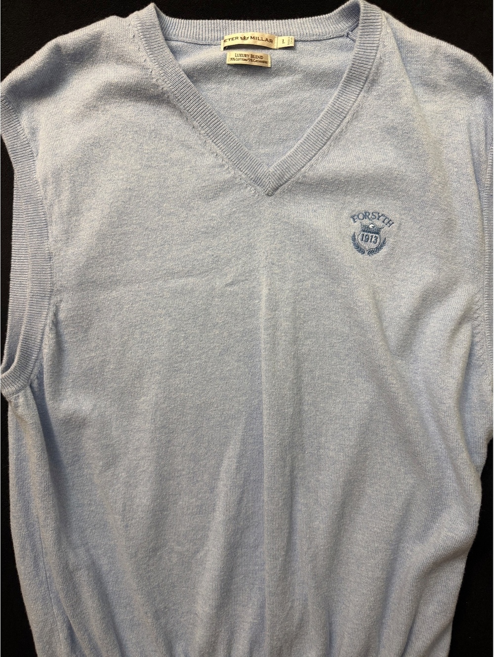 Peter Millar Luxury Blend Light Blue V-Neck Sweater Vest Size L